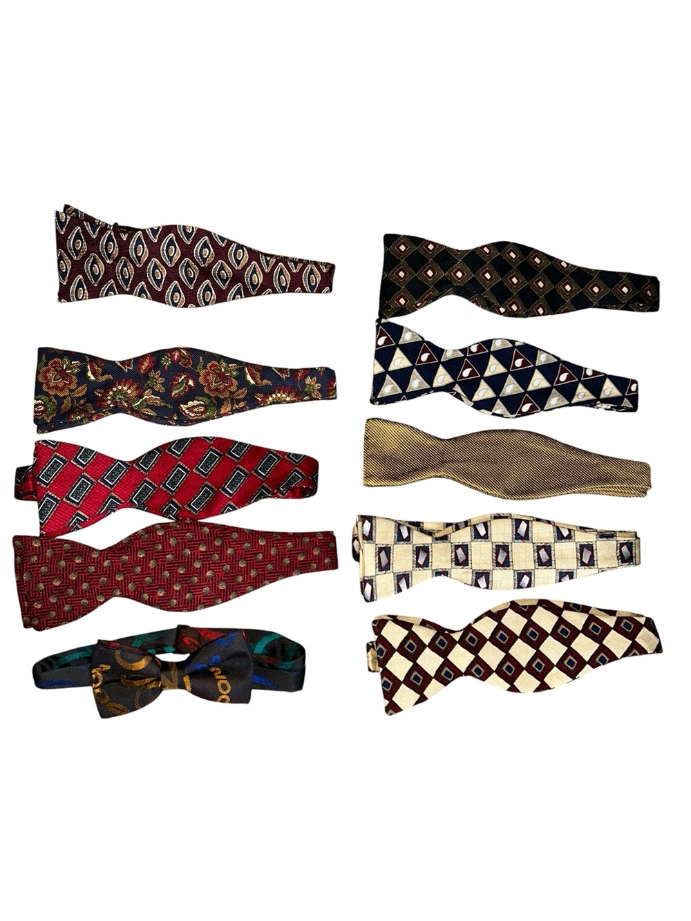 Vintage 1990s Y2K Silk Now Ties Lot Of Ten Unbranded Various Colors